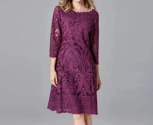 Vintage Embroidered Hollow Sequins Lace Dress -Guocali