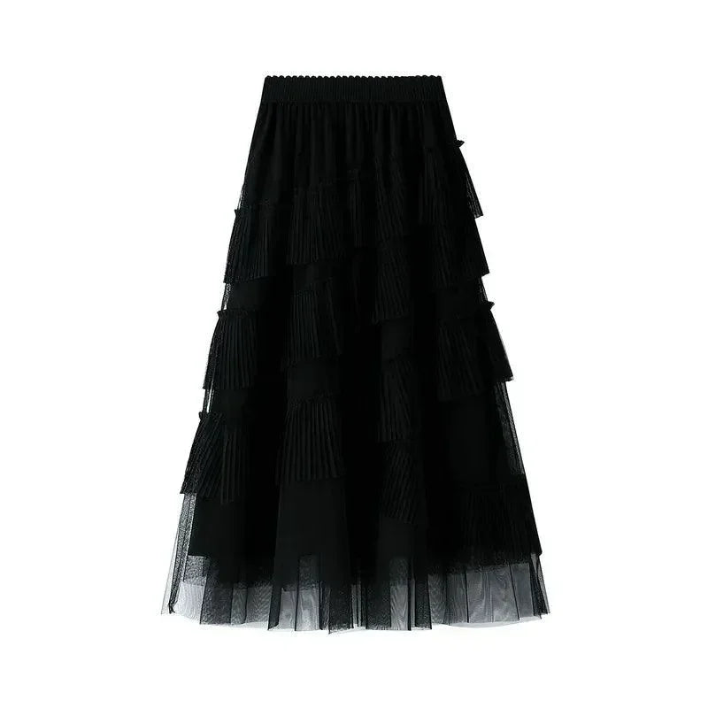 Vintage Skirt Fairy Style Asymmetrical Mesh -Guocali