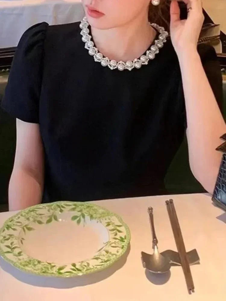 Vintage Studded O-Neck Mini Dress -Guocali