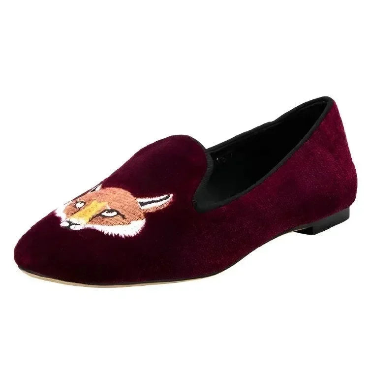 Vixen Velvet Embroidered Women's Loafers -Guocali