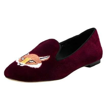Vixen Velvet Embroidered Women's Loafers -Guocali