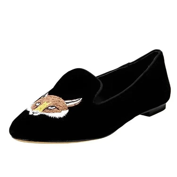 Vixen Velvet Embroidered Women's Loafers -Guocali