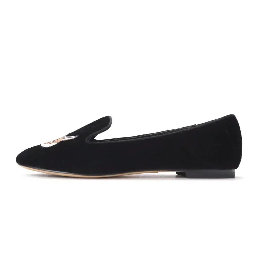 Vixen Velvet Embroidered Women's Loafers -Guocali