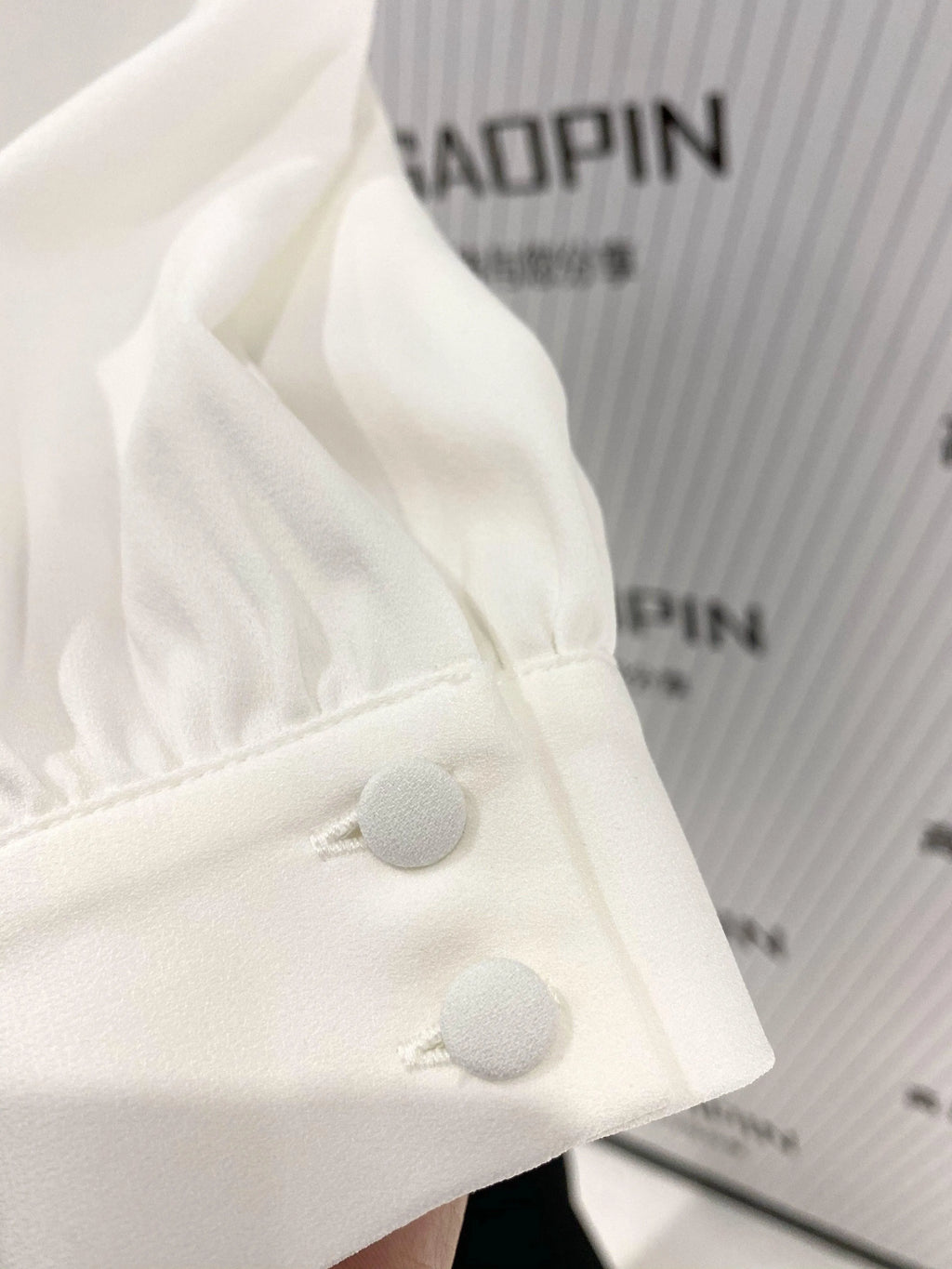 White Chiffon Women Blouse, V-neck