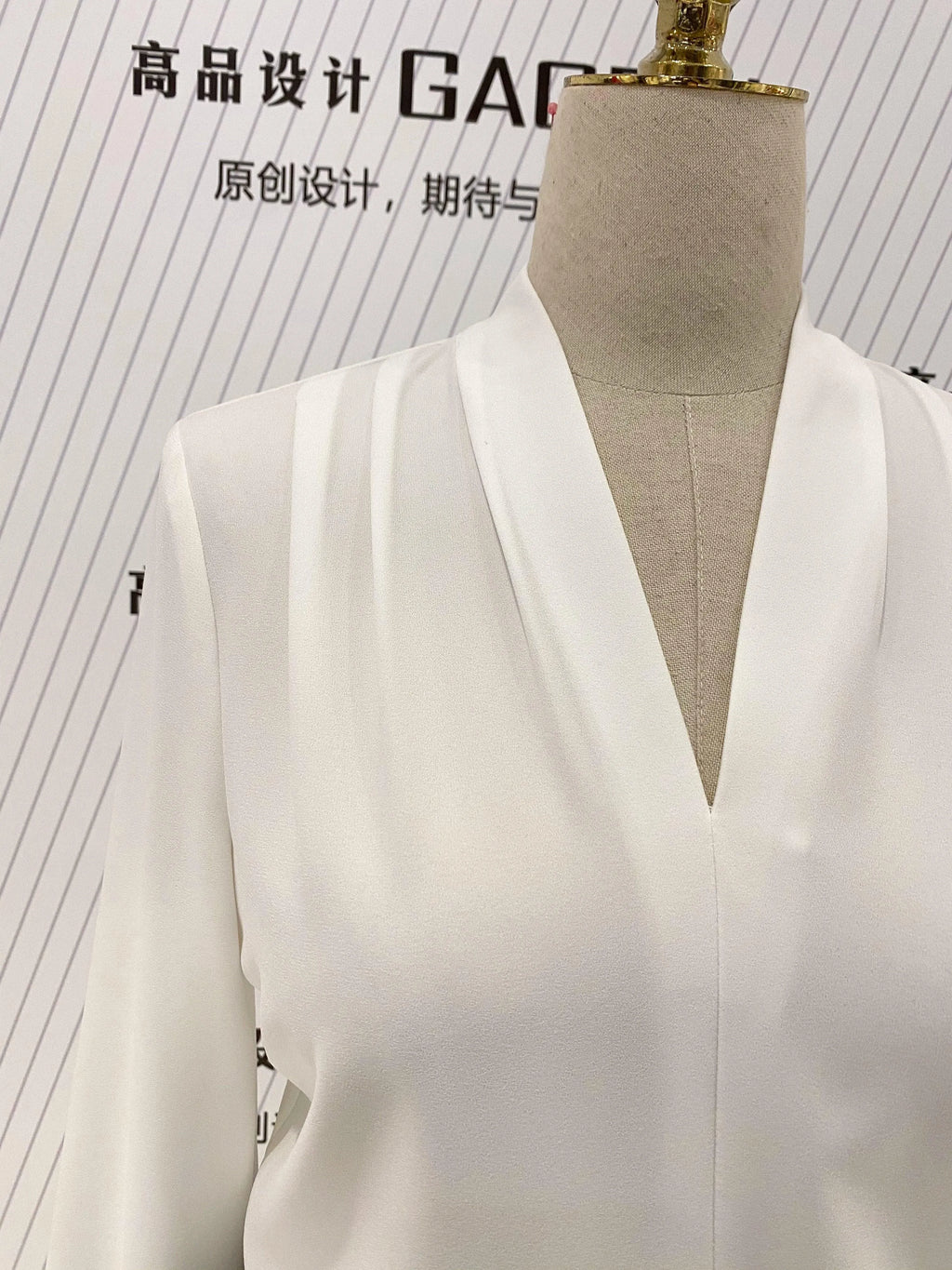 White Chiffon Women Blouse, V-neck