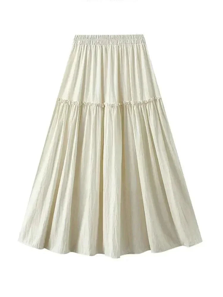Women A-Line Skirt Fairy Style Layered - High Waist Midi Women Skirt