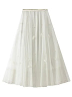 Women A-Line Skirt Feather Detail - High Waist Midi Women Skirt