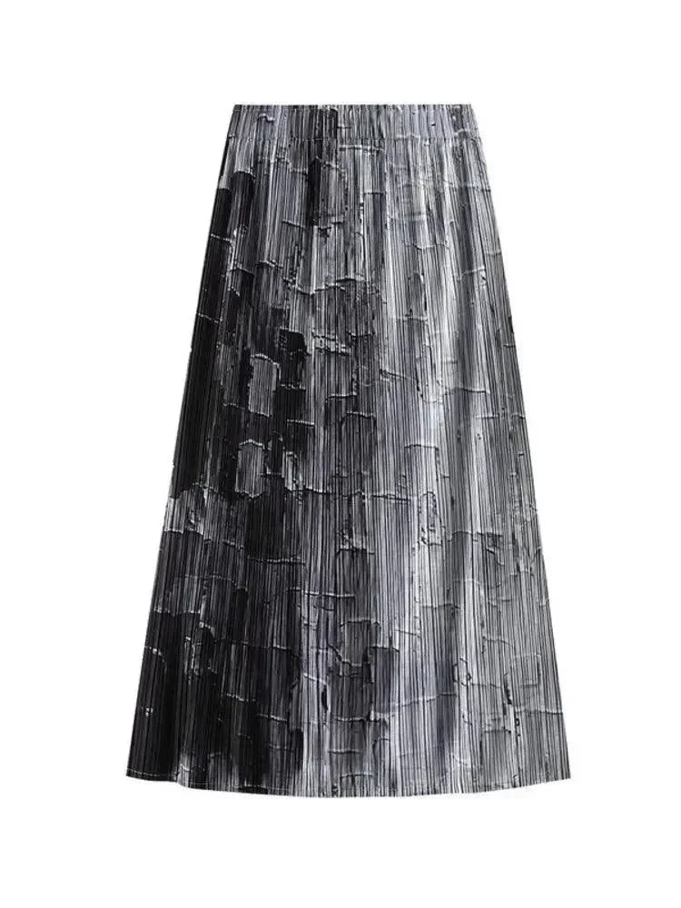 Women A-Line Skirt Gradient High Waist - Midi Women Skirt