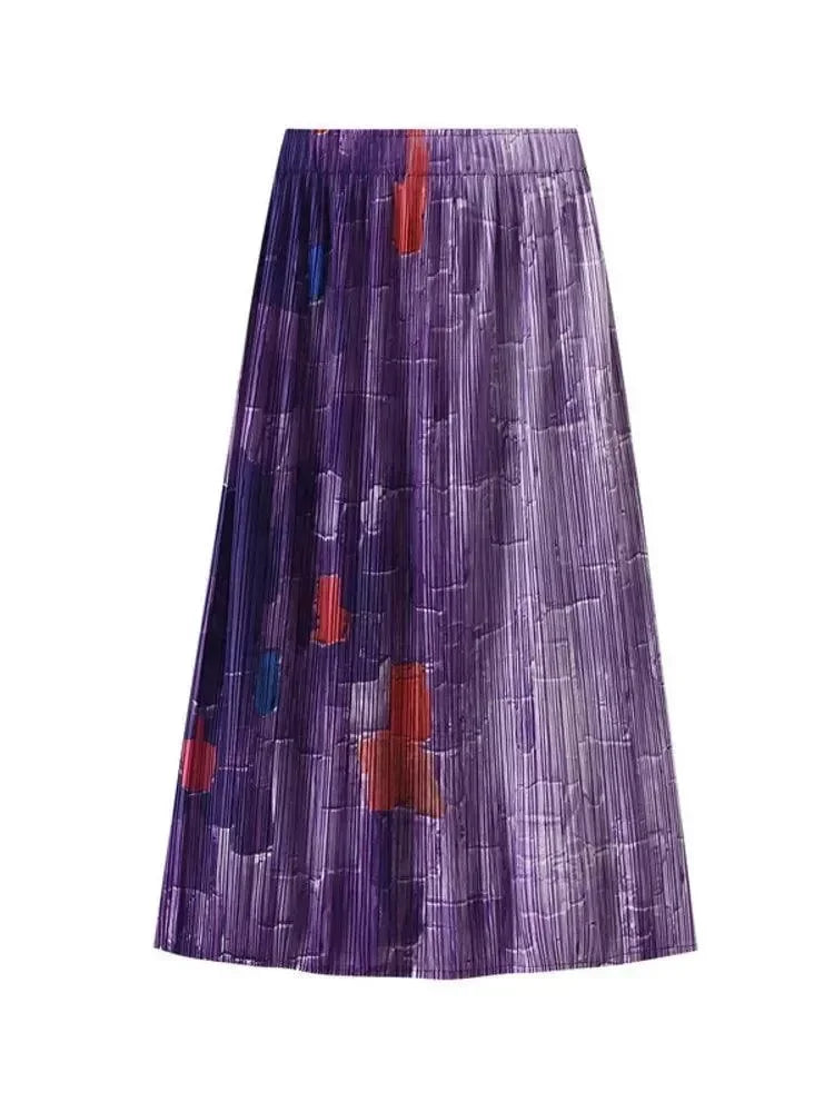 Women A-Line Skirt Gradient High Waist - Midi Women Skirt