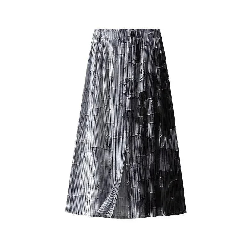 Women A-Line Skirt Gradient High Waist - Midi Women Skirt