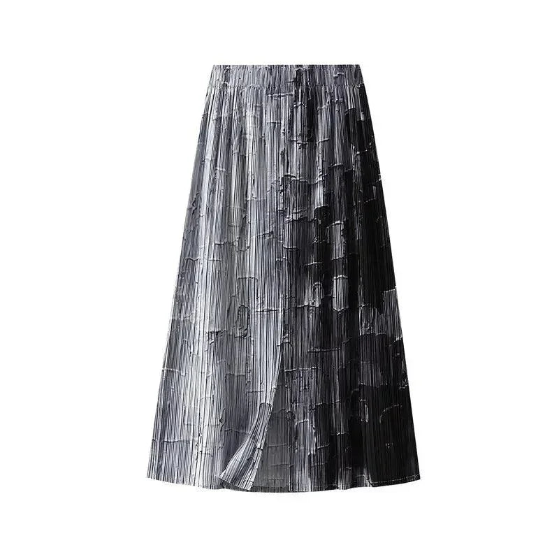 Women A-Line Skirt Gradient High Waist - Midi Women Skirt