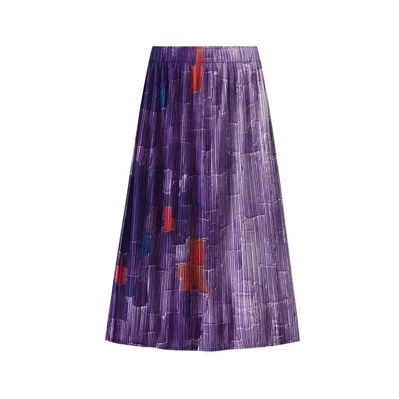Women A-Line Skirt Gradient High Waist - Midi Women Skirt