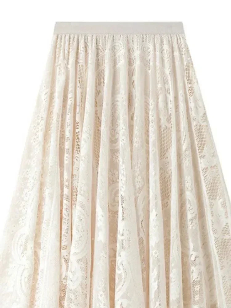 Women A-Line Skirt Lace Detail - Midi Women Skirt