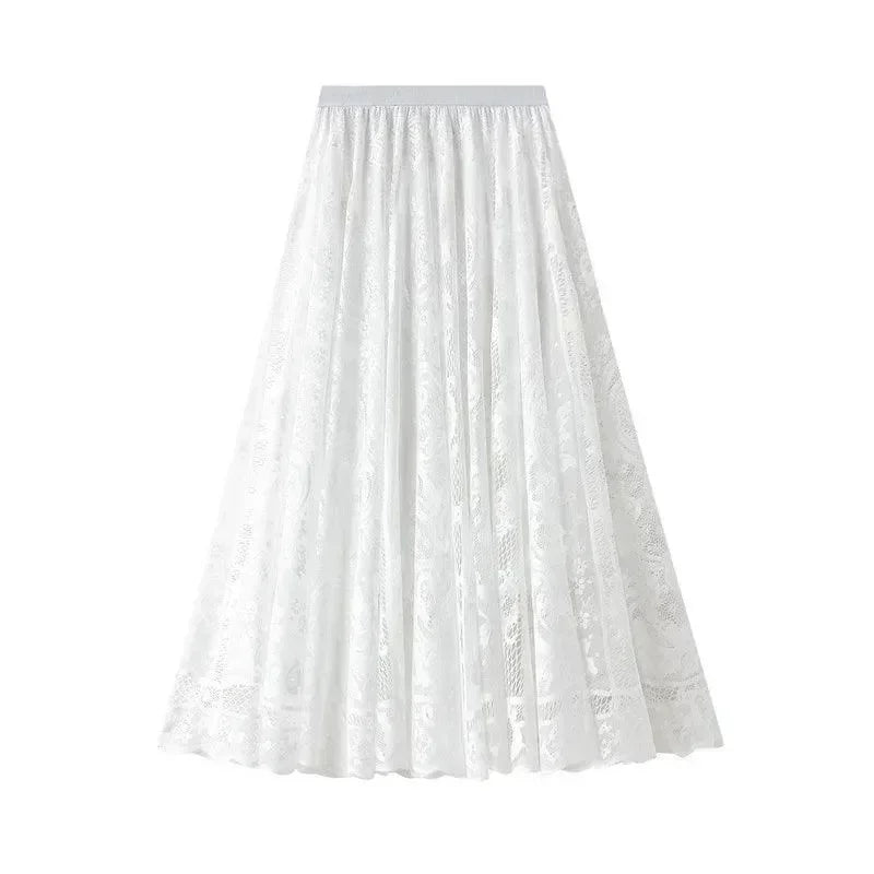 Women A-Line Skirt Lace Detail - Midi Women Skirt