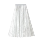 Women A-Line Skirt Lace Detail - Midi Women Skirt