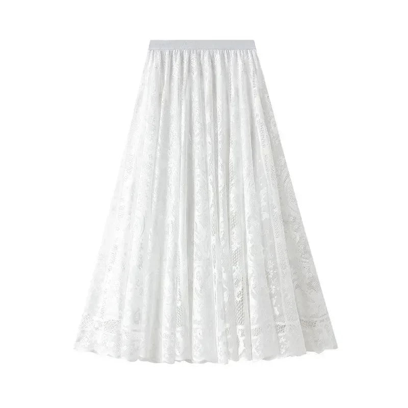 Women A-Line Skirt Lace Detail - Midi Women Skirt