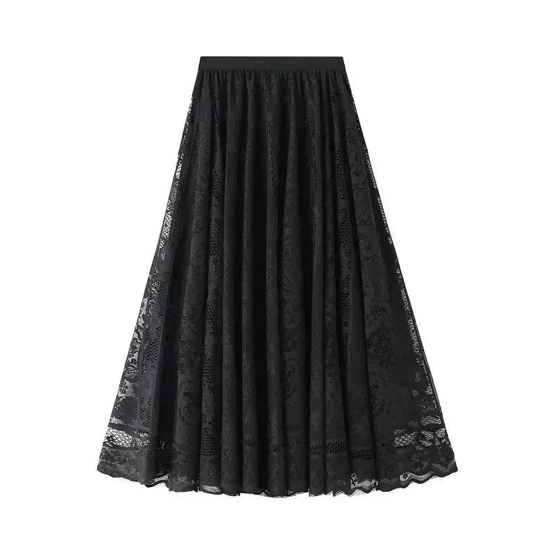 Women A-Line Skirt Lace Detail - Midi Women Skirt
