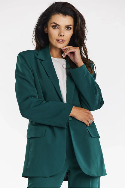 Women Blazer - Breathable - 1-Button - Green -Guocali