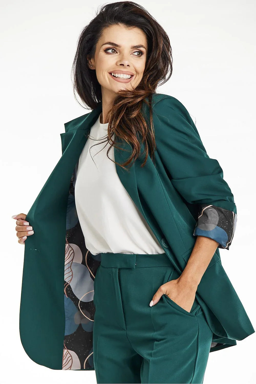 Women Blazer - Breathable - 1-Button - Green -Guocali