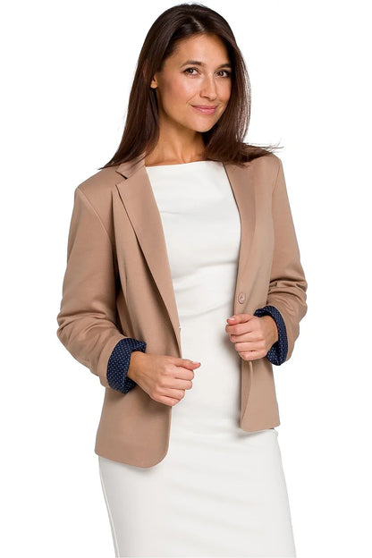 Women Blazer - Breathable - Button - beige -Guocali