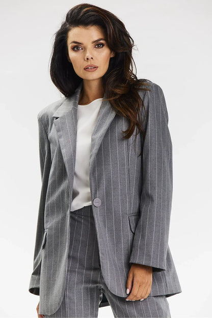 Women Blazer - Breathable - Button - Gray -Guocali