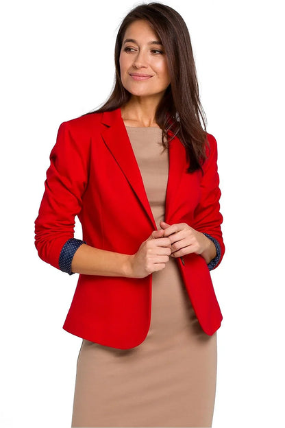 Women Blazer - Breathable - Button - Red -Guocali