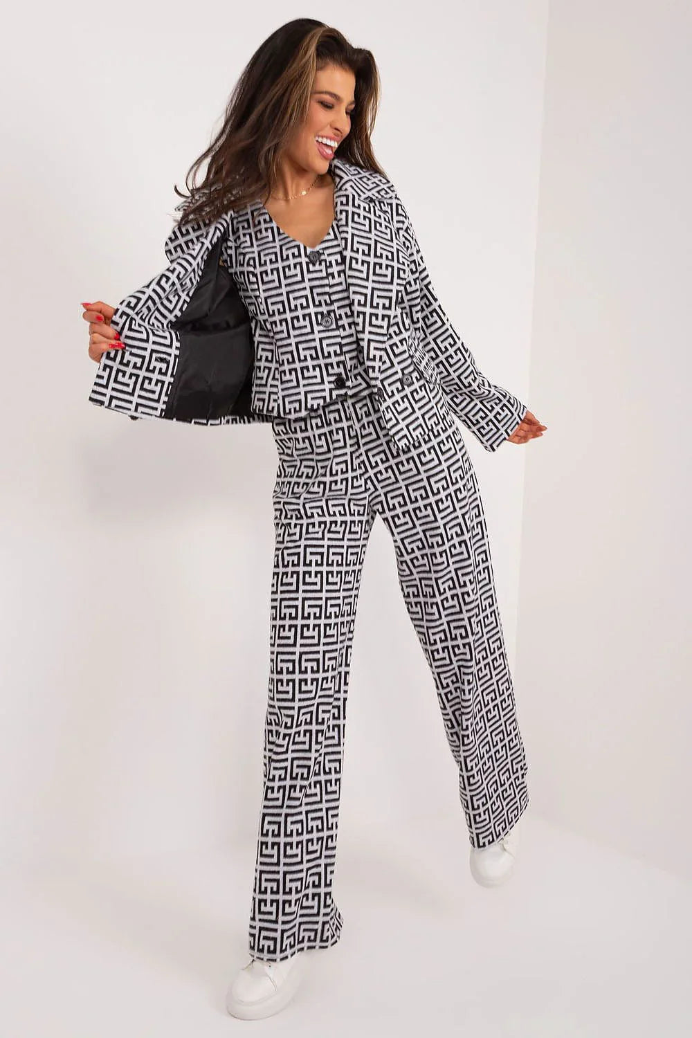 Women Blazer - Breathable - Double-Breasted - black, white -Guocali