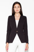 Women Blazer - Lightweight - 1-Button - Black -Guocali