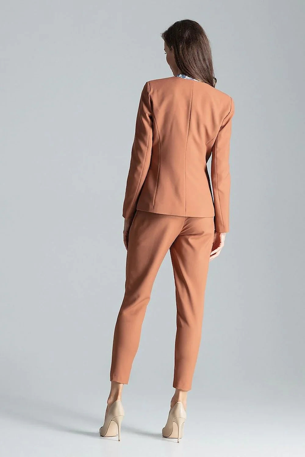 Women Blazer - Lightweight - 1-Button - Brown -Guocali