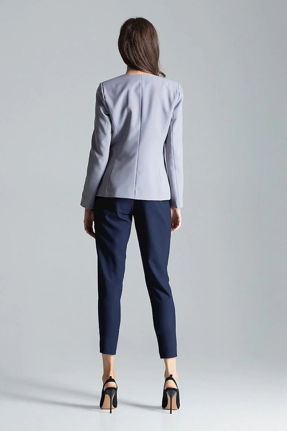 Women Blazer - Lightweight - 1-Button - Gray -Guocali