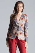 Women Blazer - Lightweight - 1-Button - Multicolor, Beige, Orange, Yellow, Gray -Guocali