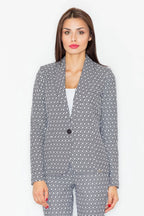 Women Blazer - Lightweight - 1-Button - Multicolor, Black, White -Guocali