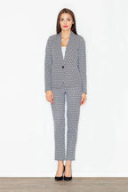 Women Blazer - Lightweight - 1-Button - Multicolor, Black, White -Guocali