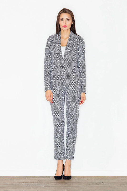 Women Blazer - Lightweight - 1-Button - Multicolor, Black, White -Guocali