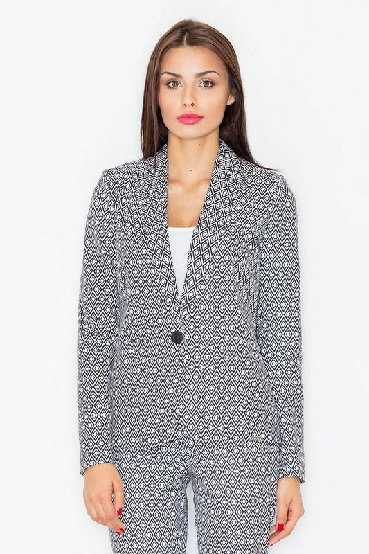 Women Blazer - Lightweight - 1-Button - Multicolor, Black, White -Guocali