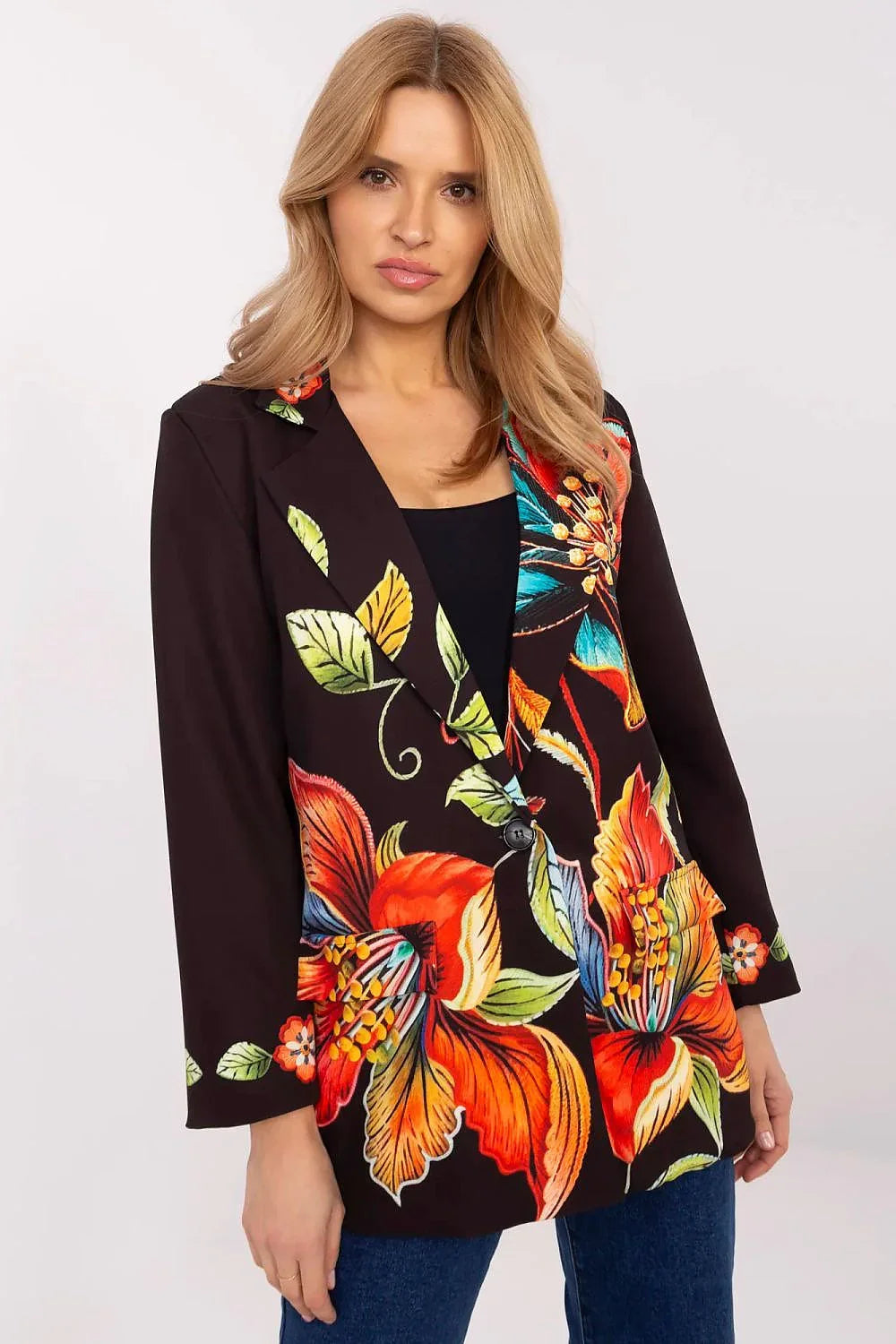 Women Blazer - Lightweight - 1-Button, Multicolor, Orange, Yellow, Green, Red