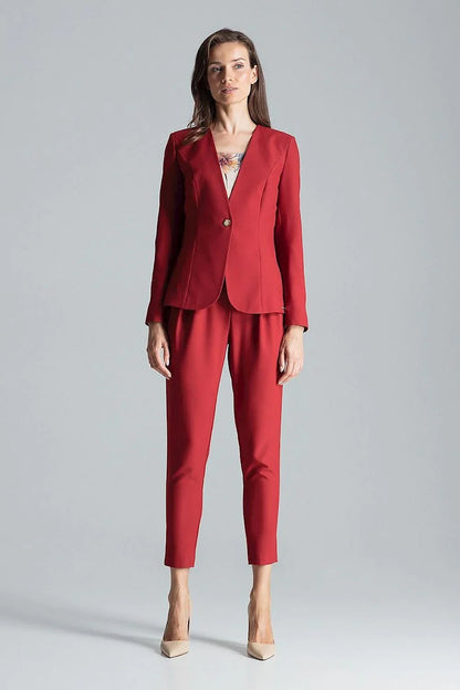 Women Blazer - Lightweight - 1-Button - Red -Guocali