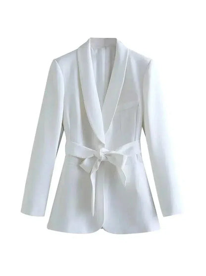 Women Blazer - Lightweight - Beltted, Tie, Wrap - Pink, Rose Red -Guocali