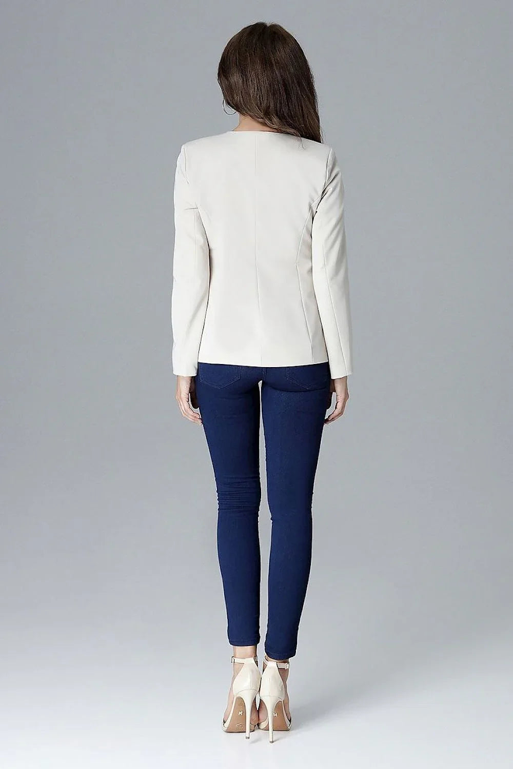 Women Blazer - Lightweight - Button - beige -Guocali