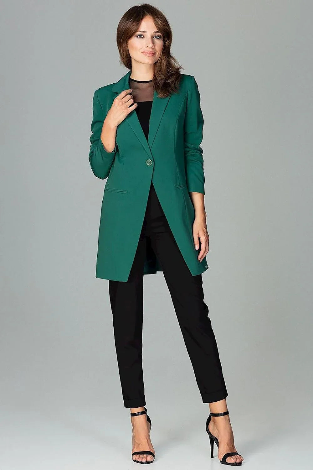 Women Blazer - Lightweight - Button - green -Guocali