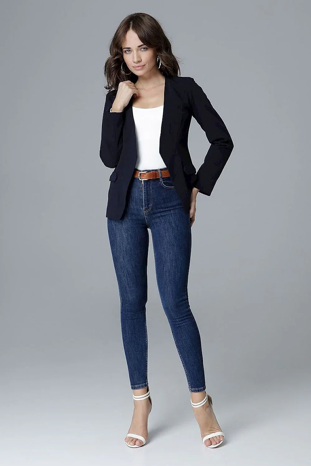 Women Blazer - Lightweight - Button - navy -Guocali