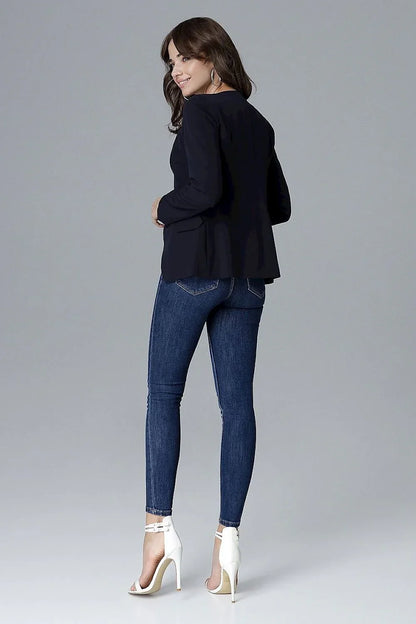 Women Blazer - Lightweight - Button - navy -Guocali