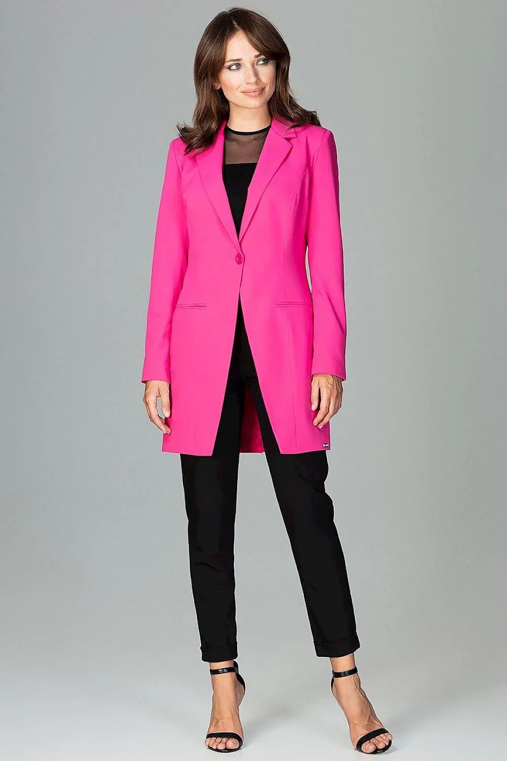 Women Blazer - Lightweight - Button - Pink -Guocali