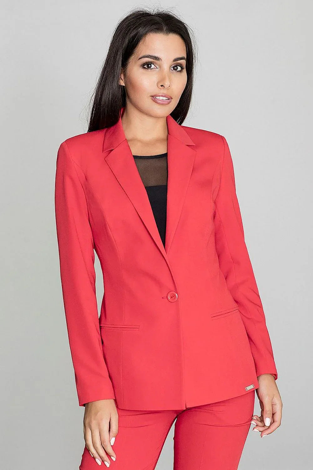 Women Blazer - Lightweight - Button - red -Guocali