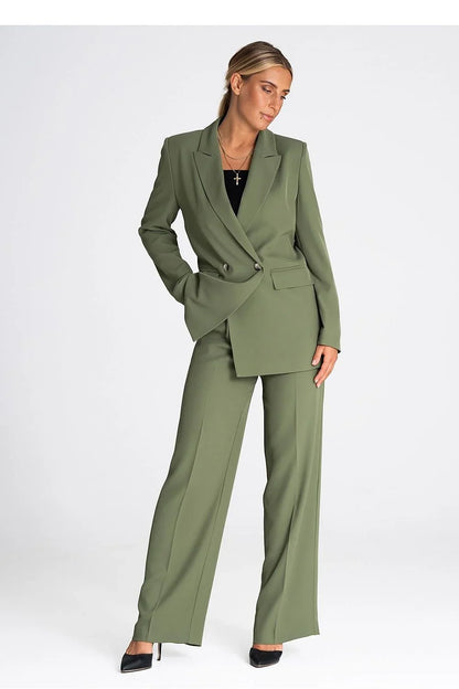 Women Blazer - Lightweight - Double-Breasted - Green -Guocali