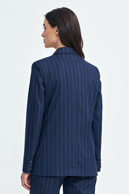 Women Blazer - Lightweight - Double-Breasted - Navy -Guocali