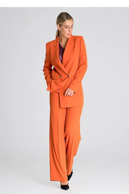 Women Blazer - Lightweight - Double-Breasted - Orange -Guocali