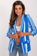Women Blazer - Lightweight - Slip-On - Blue, White -Guocali