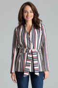 Women Blazer - Lightweight - Tie, Wrap - Multicolor, White, Red, Blue, Black -Guocali