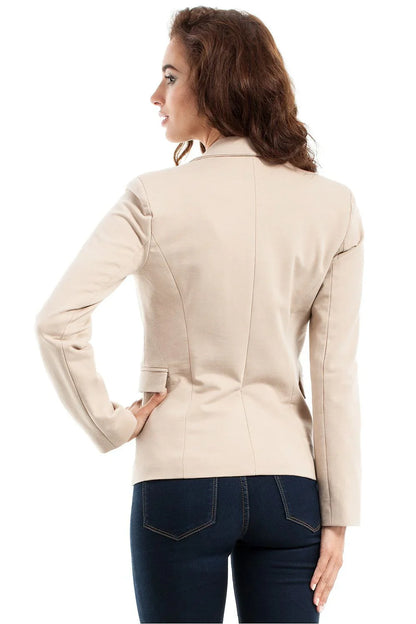 Women Blazer - Stretchable - 1-Button - Beige -Guocali